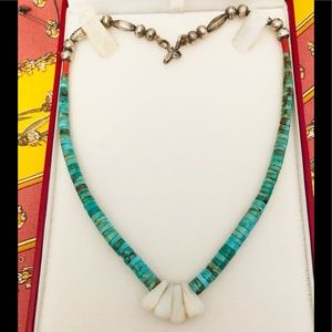 Antique Navajo Turquoise Sterling Silver Necklace